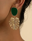 Gold Monstera Earrings