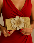 Gold Evening Clutch with Flower