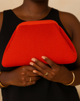 Knit Wavy Orange Pattern Clutch Bag
