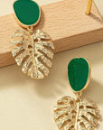 Gold Monstera Earrings