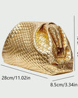 Gold Woven Embossed Clutch Bag