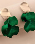 Green Leaf Acrylic Earrings