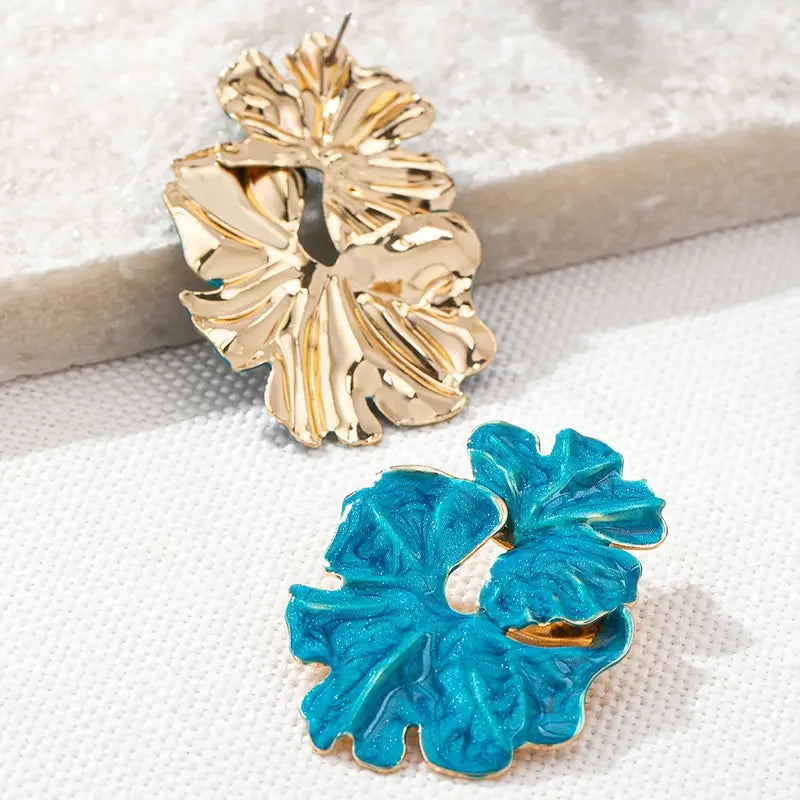 Vibrant Metal Enamel Tropical Earrings