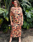 Tiani Dress - Brown Hibiscus