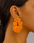 Vibrant Metal Enamel Tropical Earrings