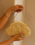 Beige Woven Hand Bag