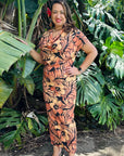 Tiani Dress - Brown Hibiscus