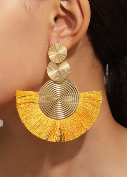 Tassle Drop Earrings - Yellow