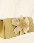 Gold Evening Clutch with Flower