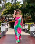 Malena Maxi Dress - Glow Green Tropical